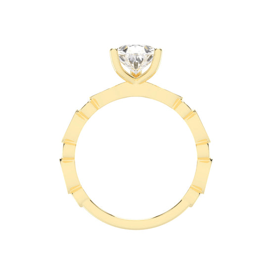 Triside Vintage Pear Cut Side Stone Lab Diamond Ring