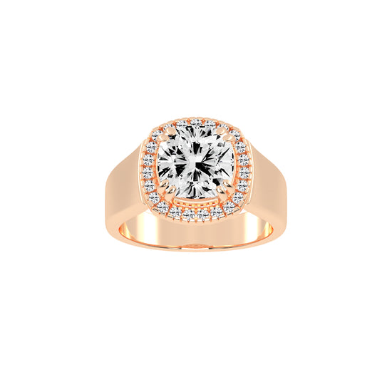 Glimerra Plain Band Cushion Cut Lab Diamond Ring