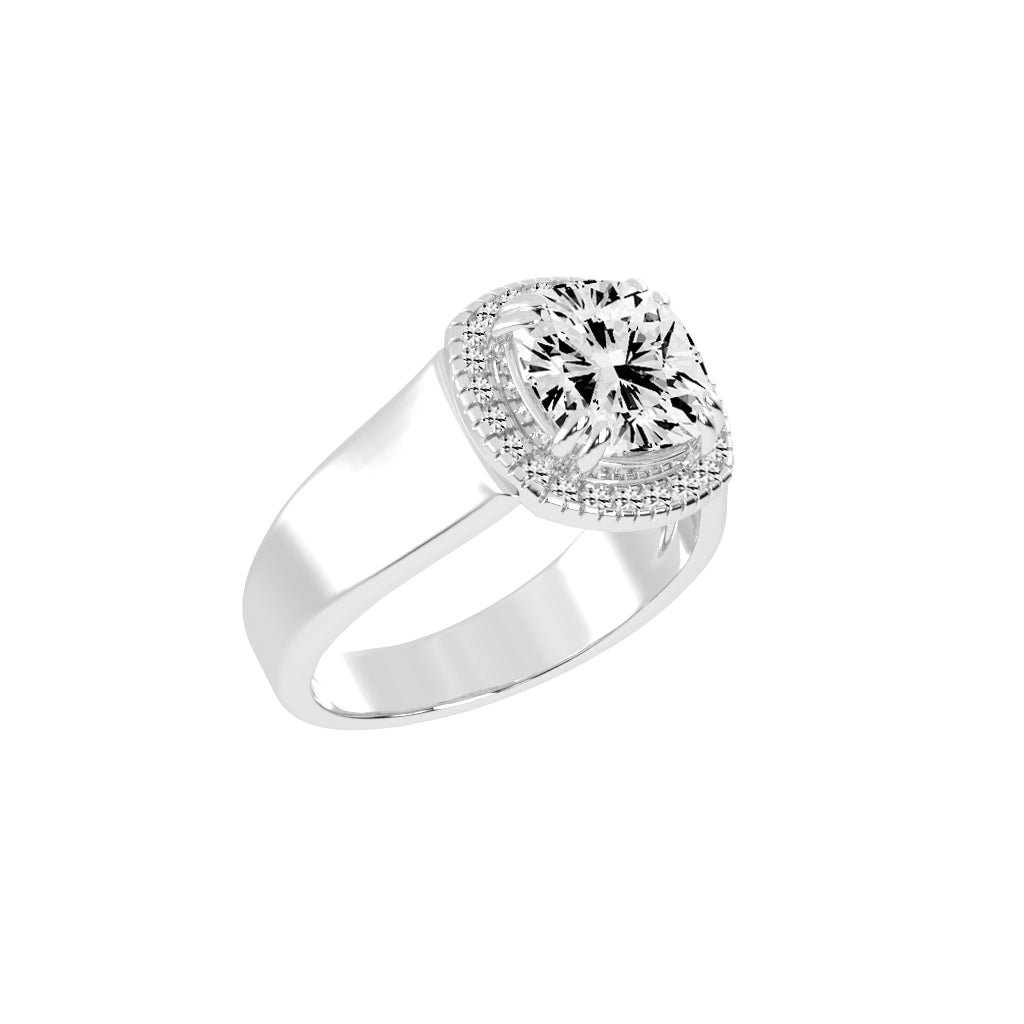 Glimerra Plain Band Cushion Cut Lab Diamond Ring