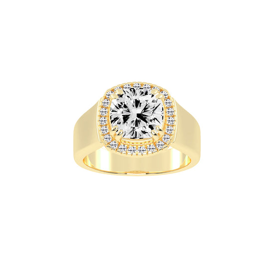 Glimerra Plain Band Cushion Cut Lab Diamond Ring