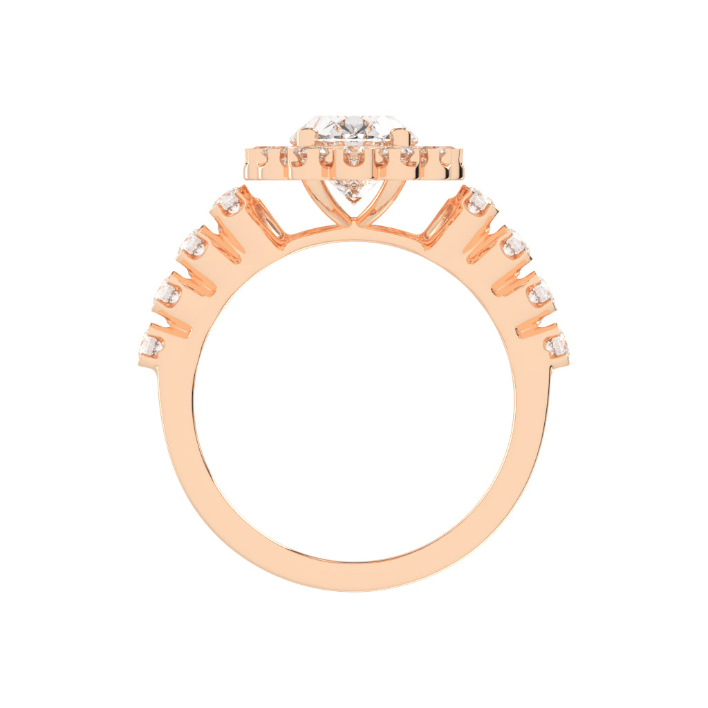 Halovia Four Prong Oval Cut Halo Lab Diamond Ring