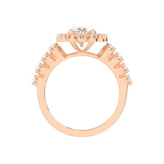 Halovia Four Prong Oval Cut Halo Lab Diamond Ring