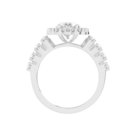 Halovia Four Prong Oval Cut Halo Lab Diamond Ring