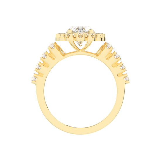 Halovia Four Prong Oval Cut Halo Lab Diamond Ring