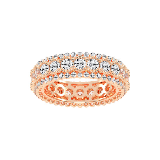 Valenne Three Row Round Cut Lab Diamond Ring