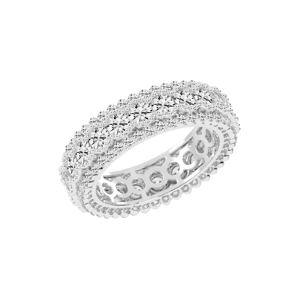 Valenne Three Row Round Cut Lab Diamond Ring