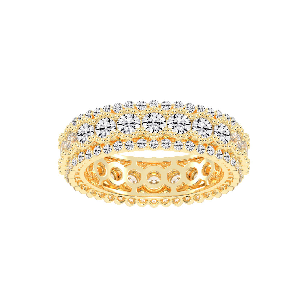 Valenne Three Row Round Cut Lab Diamond Ring