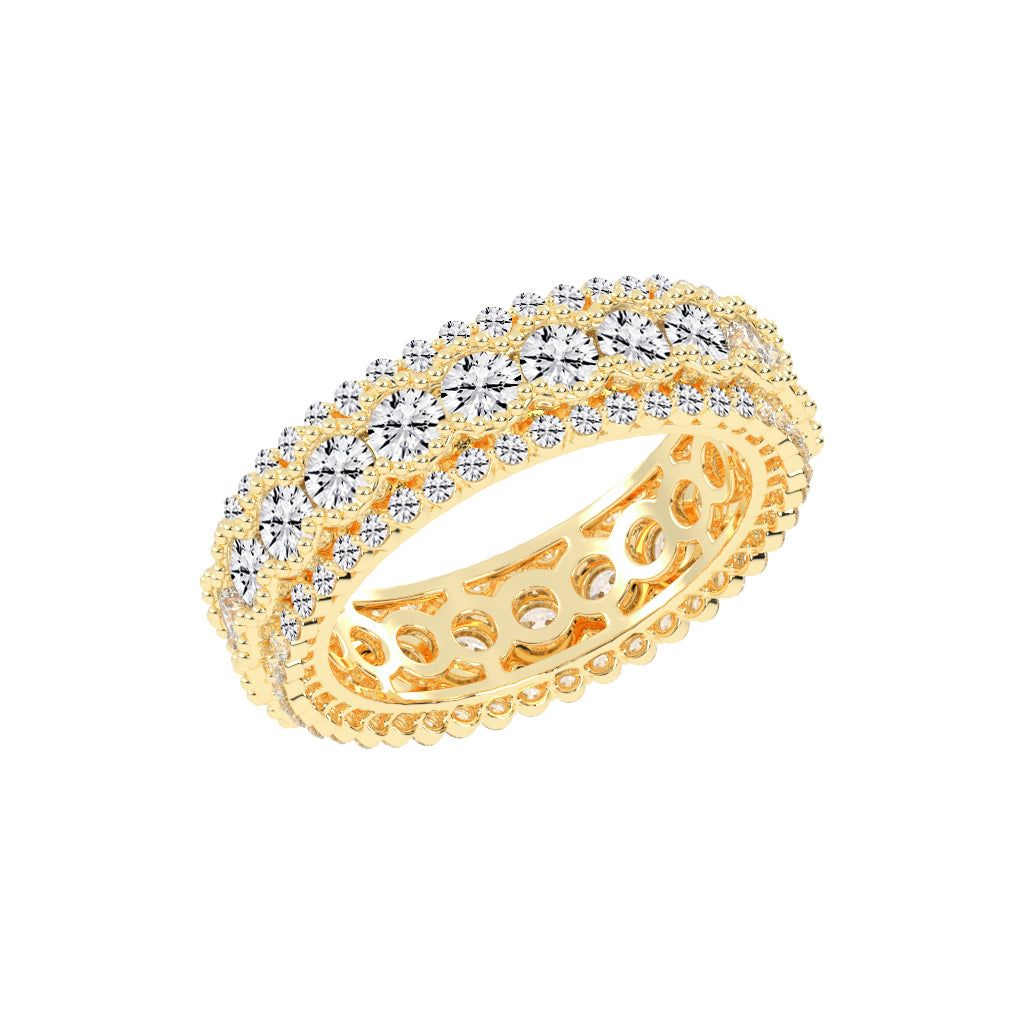 Valenne Three Row Round Cut Lab Diamond Ring