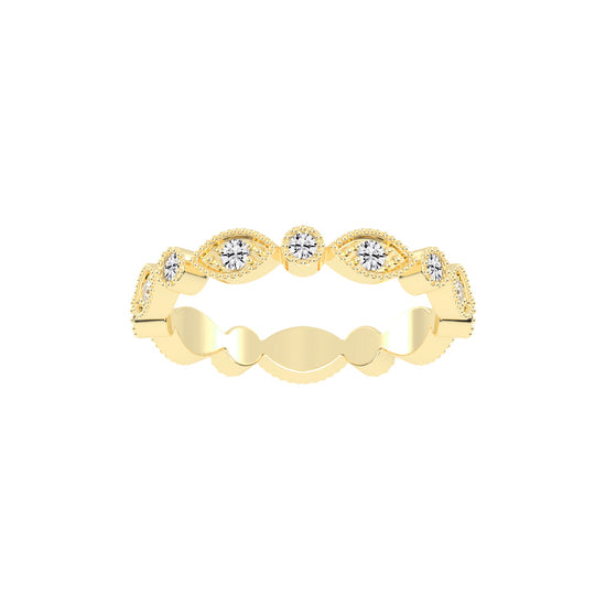 Alouette Bezel Set Round & Leaf Cut Lab Diamond Ring