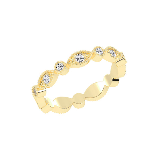 Alouette Bezel Set Round & Leaf Cut Lab Diamond Ring