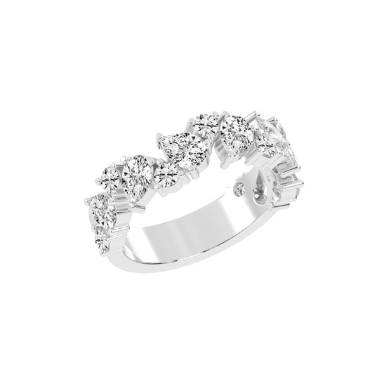 Vespera Three Prong Pear & Round Cut Eternity Diamond Ring