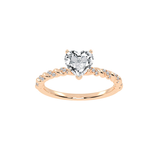 Sideriva Braided Heart Shape Side Stone Lab Diamond Ring