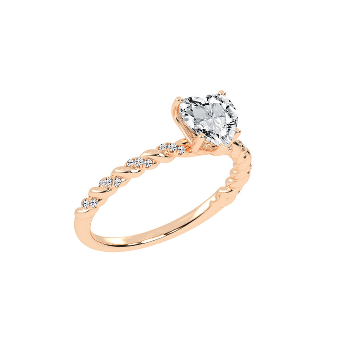 Sideriva Braided Heart Shape Side Stone Lab Diamond Ring
