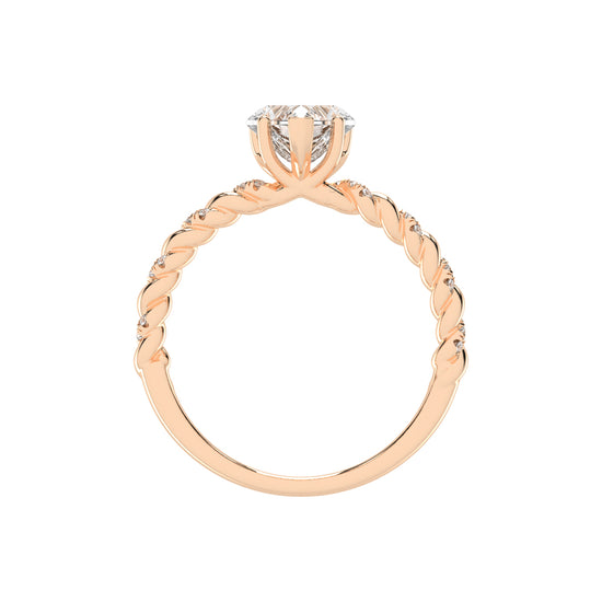 Sideriva Braided Heart Shape Side Stone Lab Diamond Ring