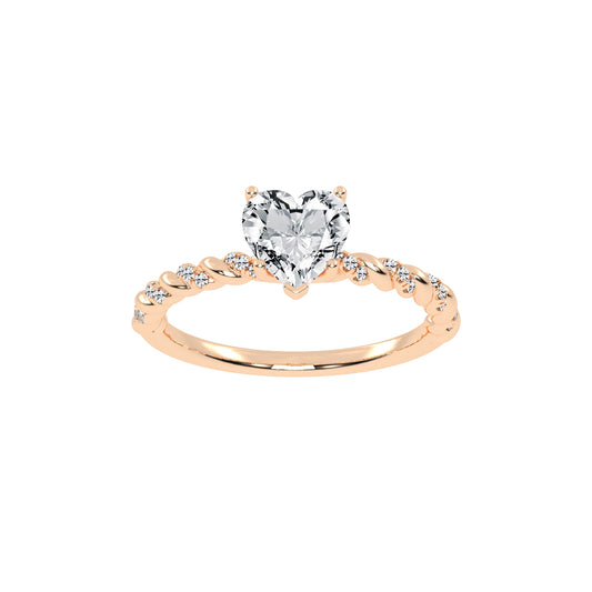 Sideriva Braided Heart Shape Side Stone Lab Diamond Ring