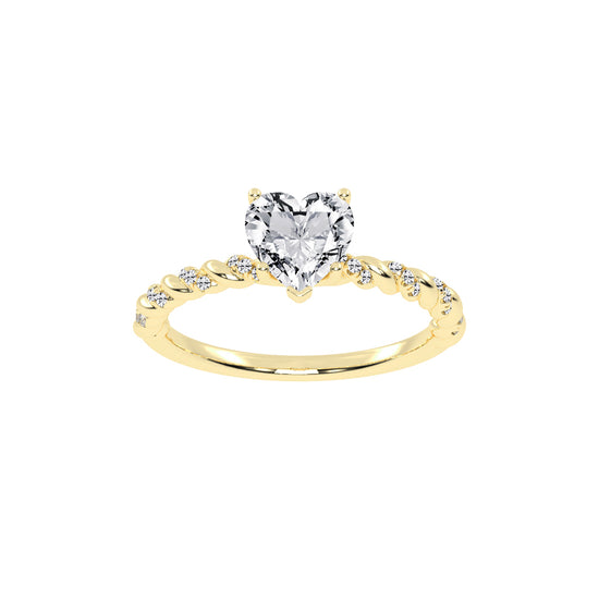 Sideriva Braided Heart Shape Side Stone Lab Diamond Ring
