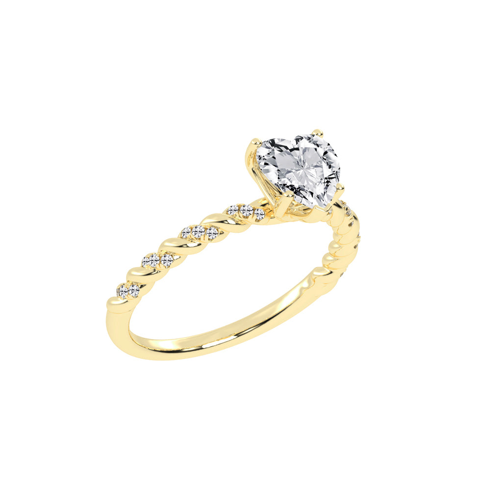 Sideriva Braided Heart Shape Side Stone Lab Diamond Ring