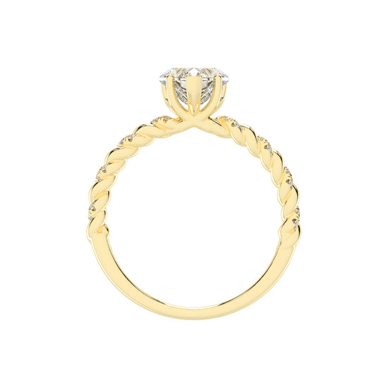 Sideriva Braided Heart Shape Side Stone Lab Diamond Ring