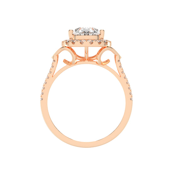 Halestira Cathedral Pear Cut Halo Lab Diamond Ring