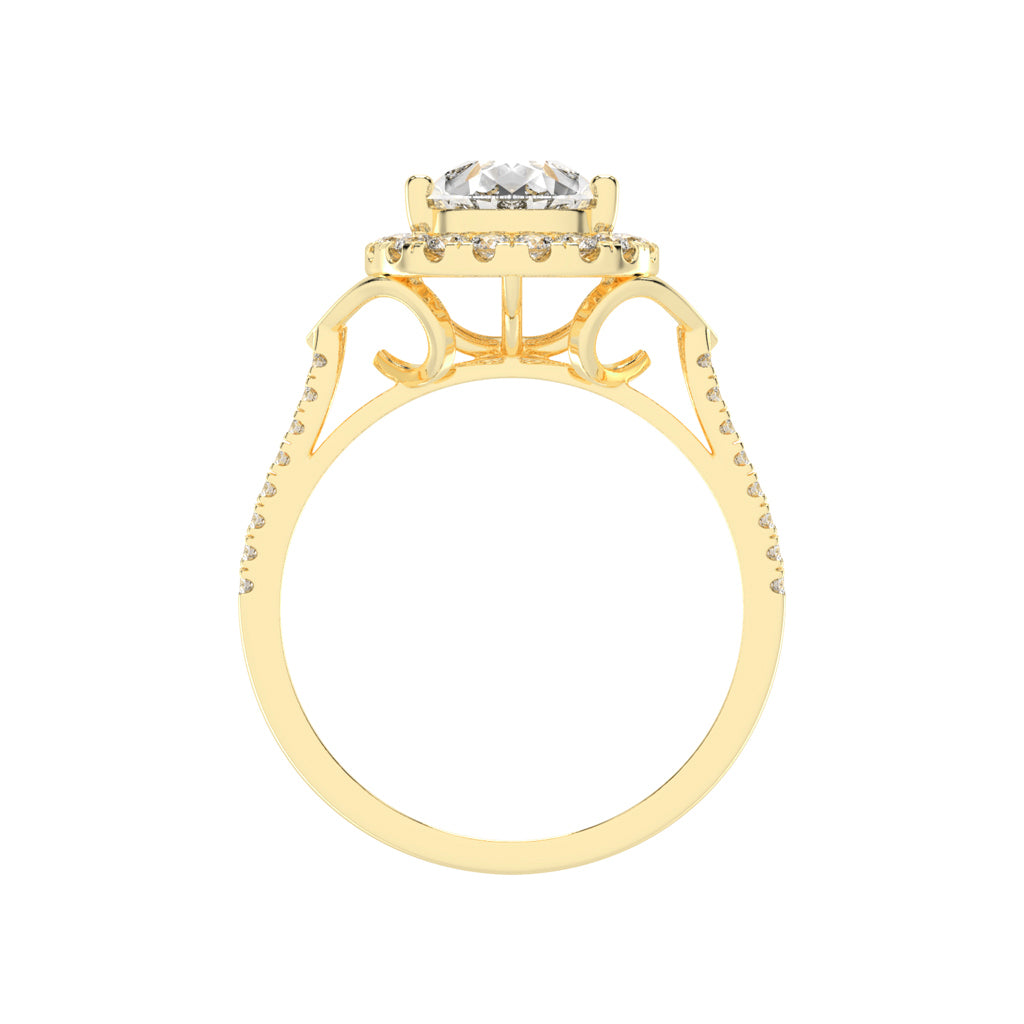 Halestira Cathedral Pear Cut Halo Lab Diamond Ring