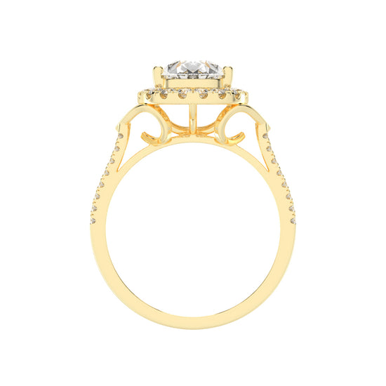 Halestira Cathedral Pear Cut Halo Lab Diamond Ring