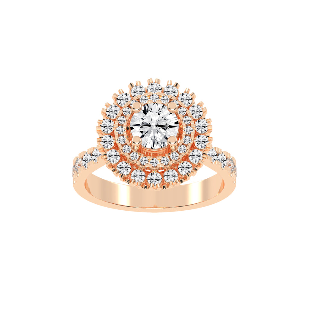 Haloastra Three Stage Round Halo Lab Diamond Ring