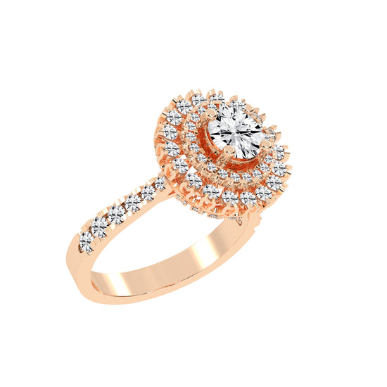 Haloastra Three Stage Round Halo Lab Diamond Ring