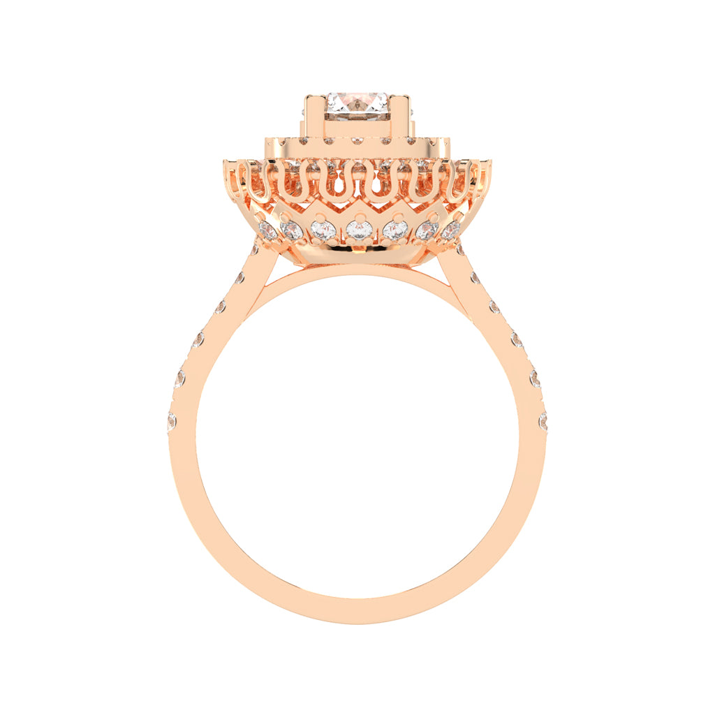 Haloastra Three Stage Round Halo Lab Diamond Ring