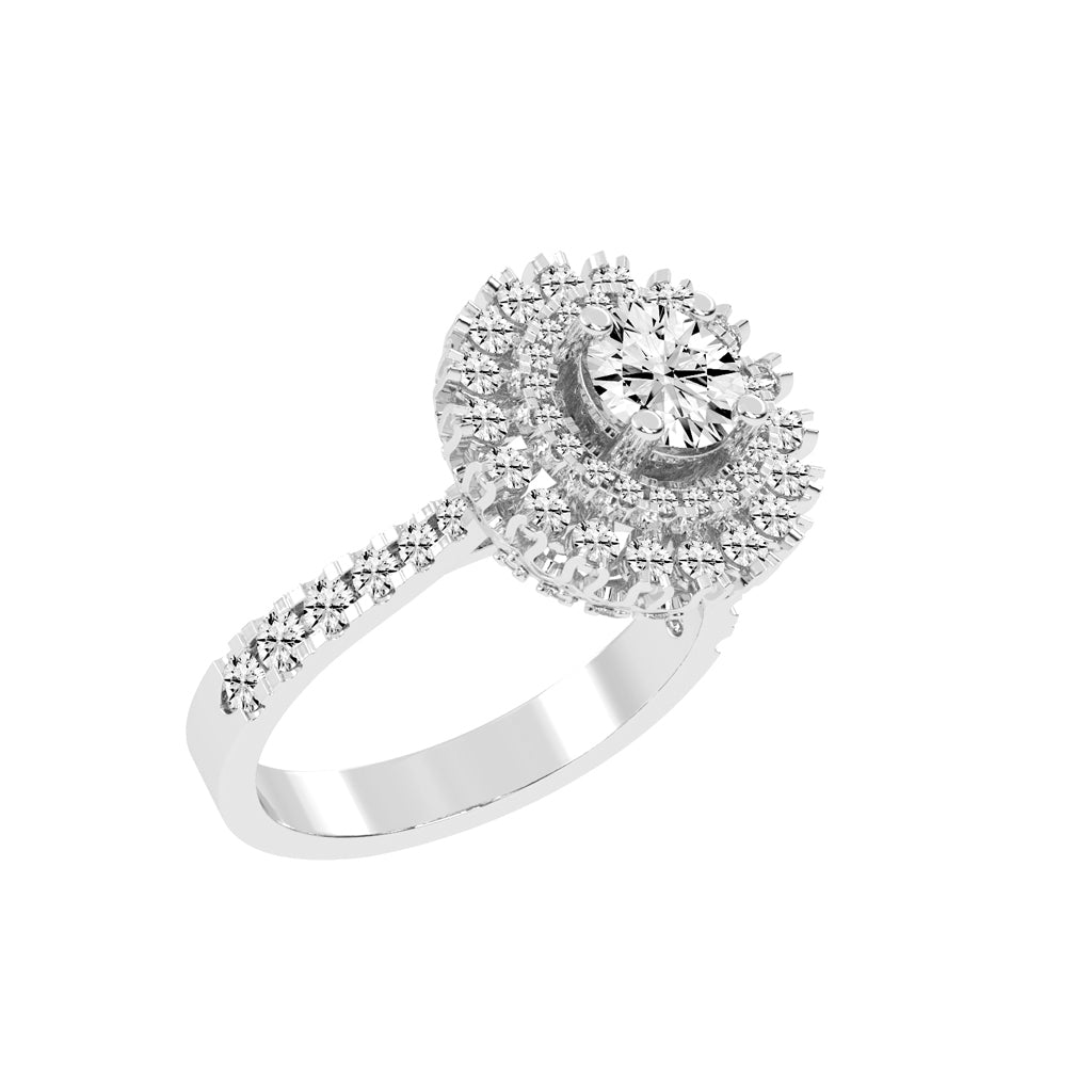 Haloastra Three Stage Round Halo Lab Diamond Ring