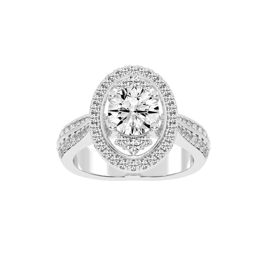 Sidafaire Cathedral Round Cut Lab Diamond Ring