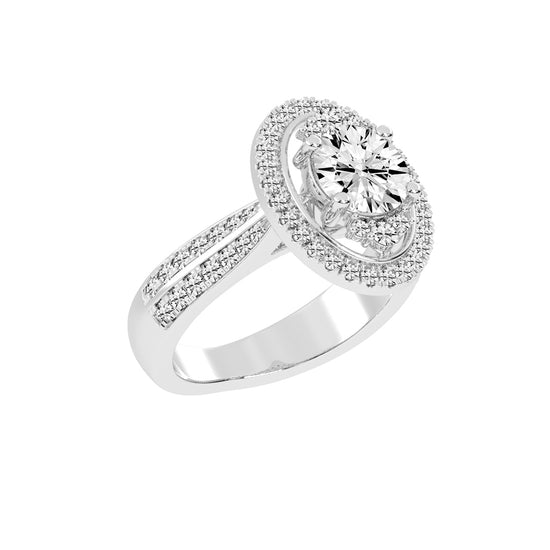 Sidafaire Cathedral Round Cut Lab Diamond Ring
