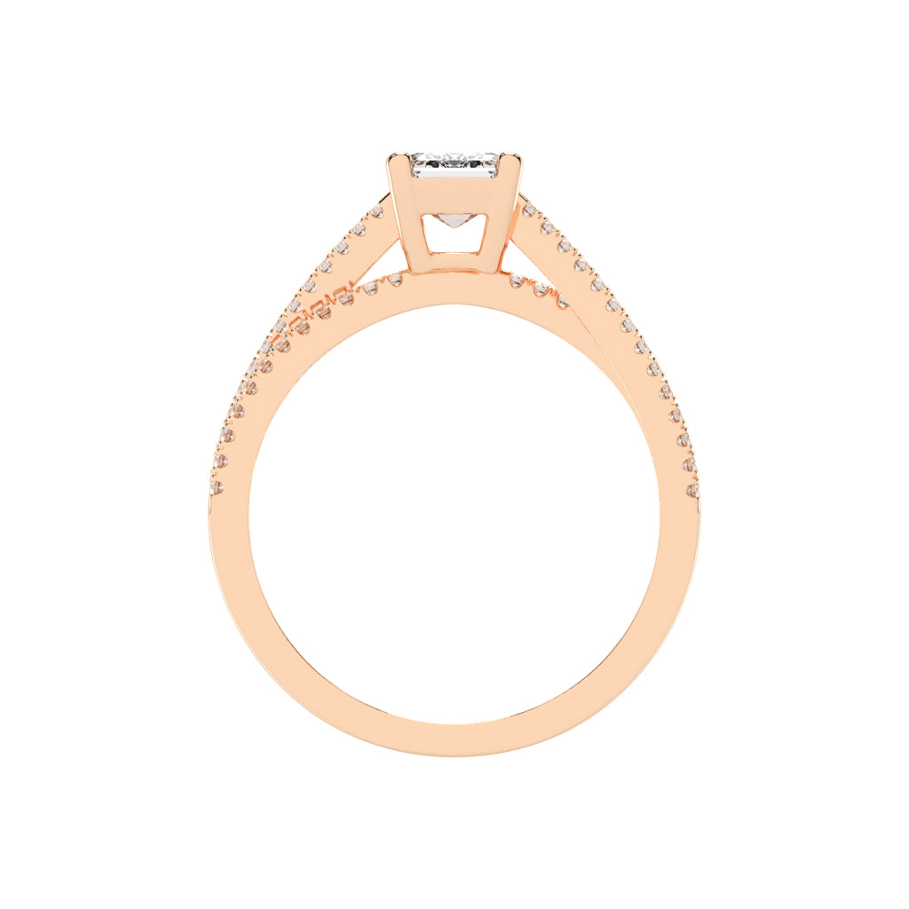 Diademis One Side Twist Emerald Cut Lab Diamond Ring