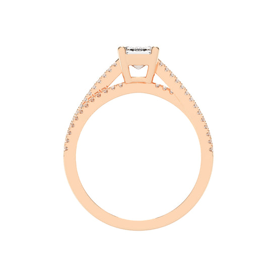 Diademis One Side Twist Emerald Cut Lab Diamond Ring