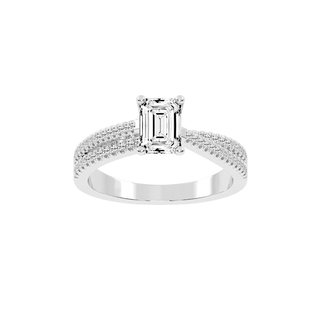 Diademis One Side Twist Emerald Cut Lab Diamond Ring