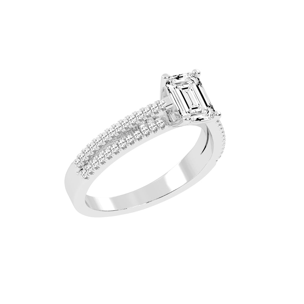 Diademis One Side Twist Emerald Cut Lab Diamond Ring