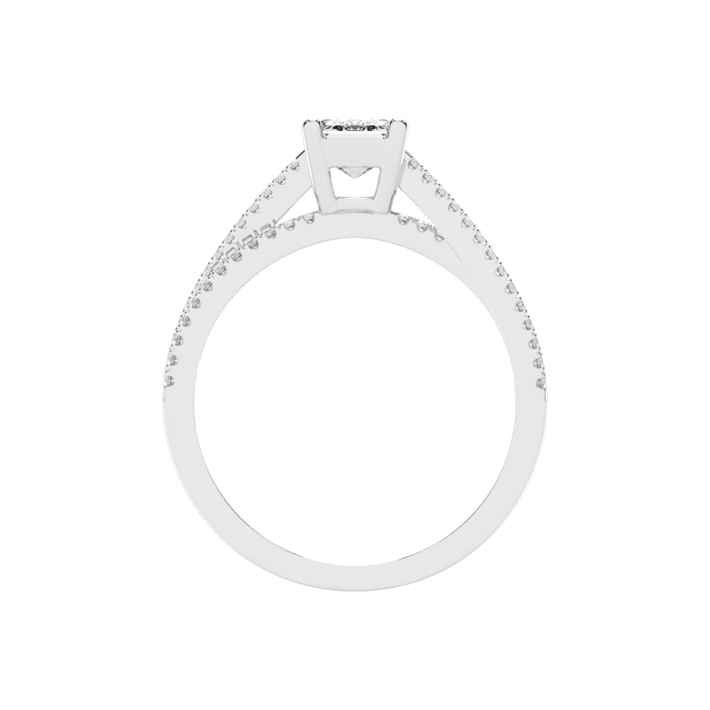 Diademis One Side Twist Emerald Cut Lab Diamond Ring