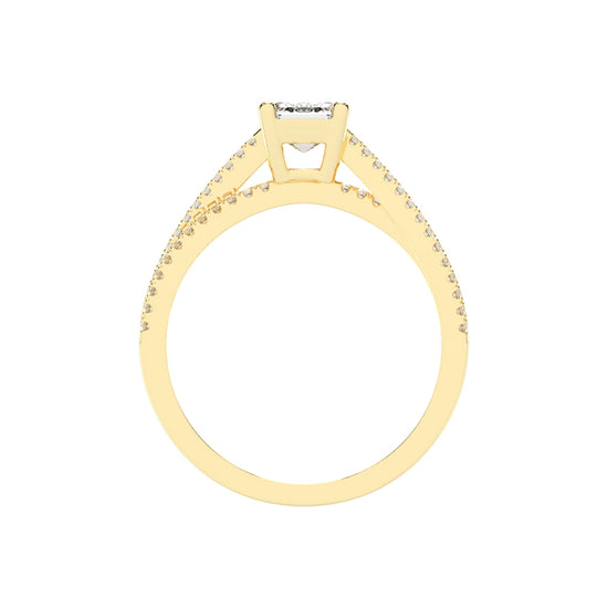 Diademis One Side Twist Emerald Cut Lab Diamond Ring