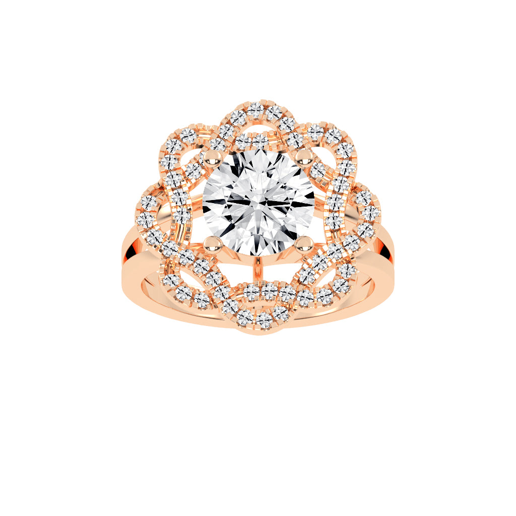 Veloretta Four Prong Round Lab Diamond Ring