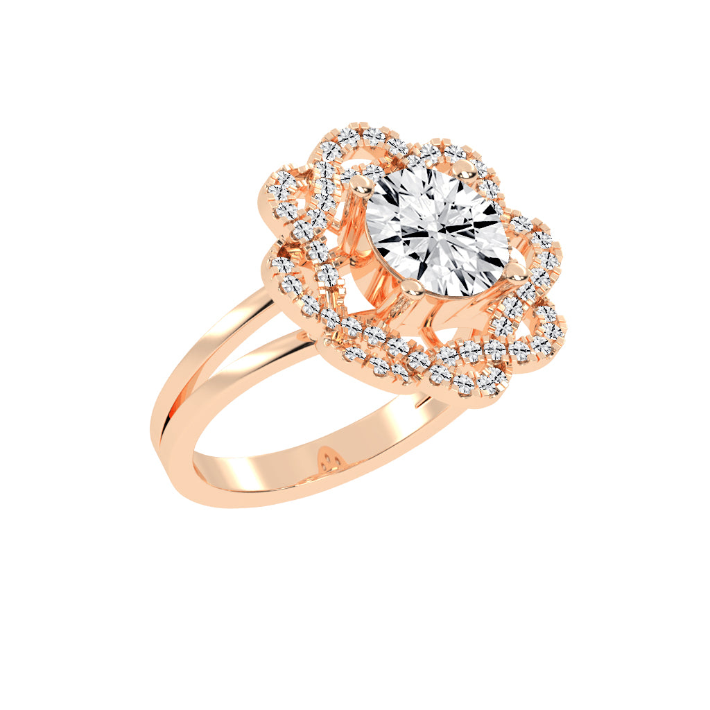Veloretta Four Prong Round Lab Diamond Ring