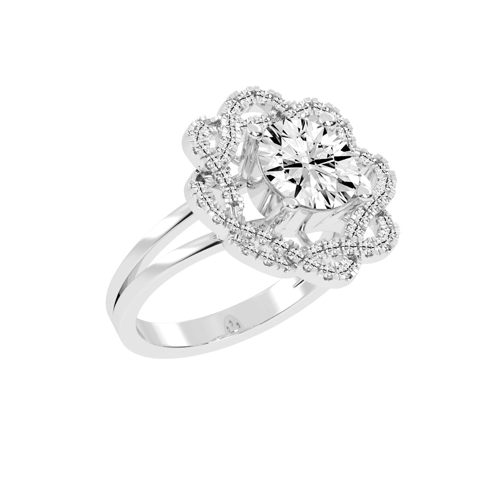 Veloretta Four Prong Round Lab Diamond Ring