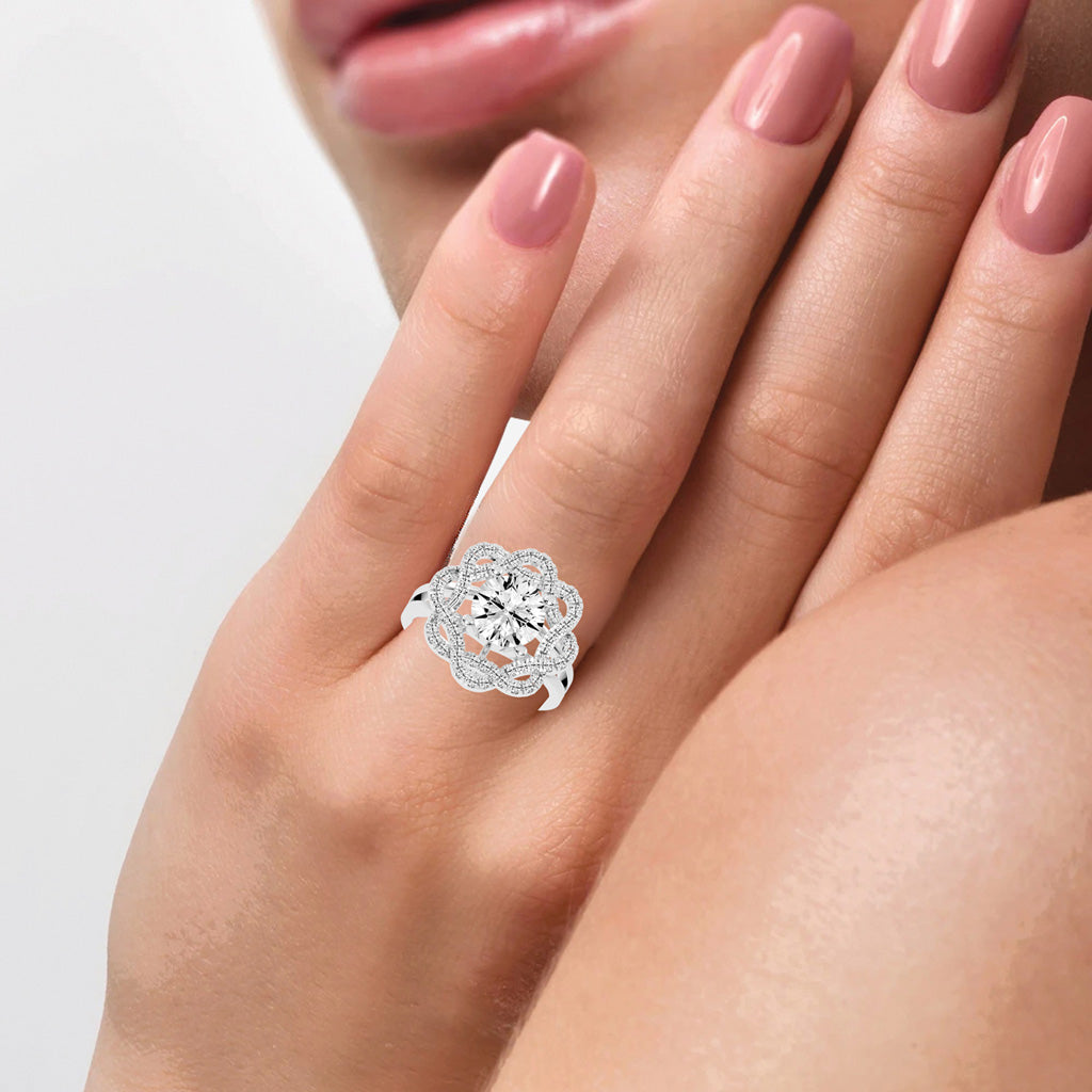 Veloretta Four Prong Round Lab Diamond Ring