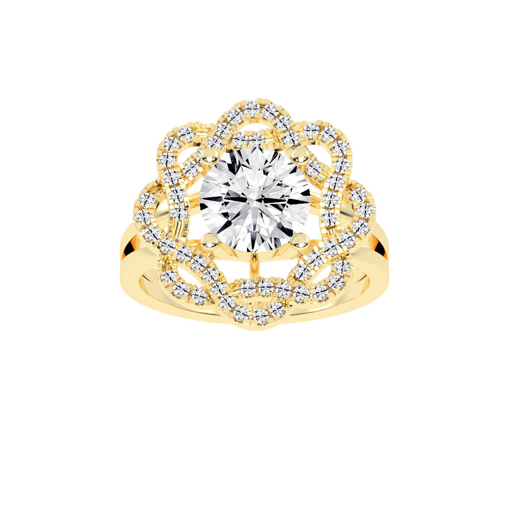 Veloretta Four Prong Round Lab Diamond Ring