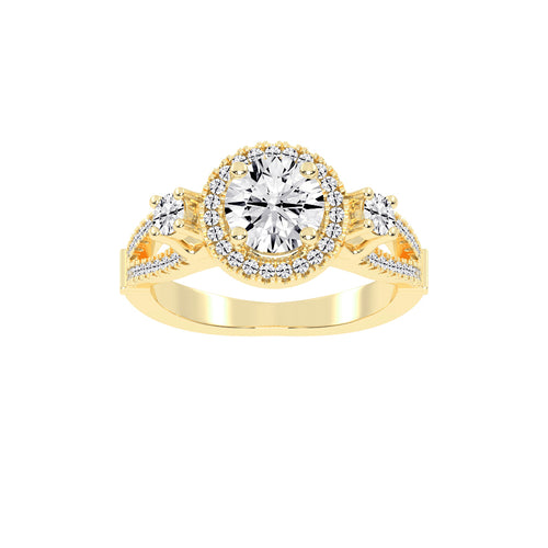 Dynavora Split Shank Round Cut Classic Lab Diamond Ring