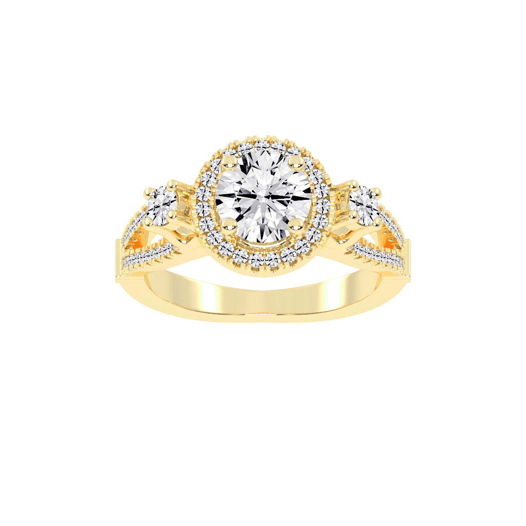 Dynavora Split Shank Round Cut Classic Lab Diamond Ring