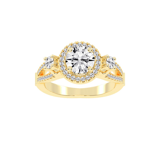 Dynavora Split Shank Round Cut Classic Lab Diamond Ring