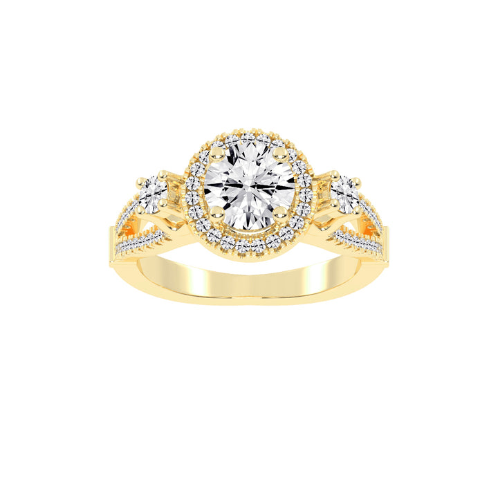 Dynavora Split Shank Round Cut Classic Lab Diamond Ring
