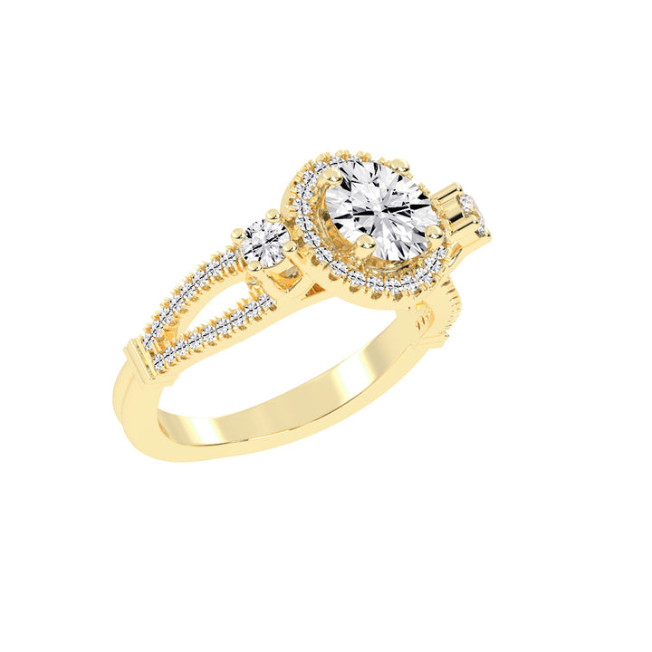 Dynavora Split Shank Round Cut Classic Lab Diamond Ring