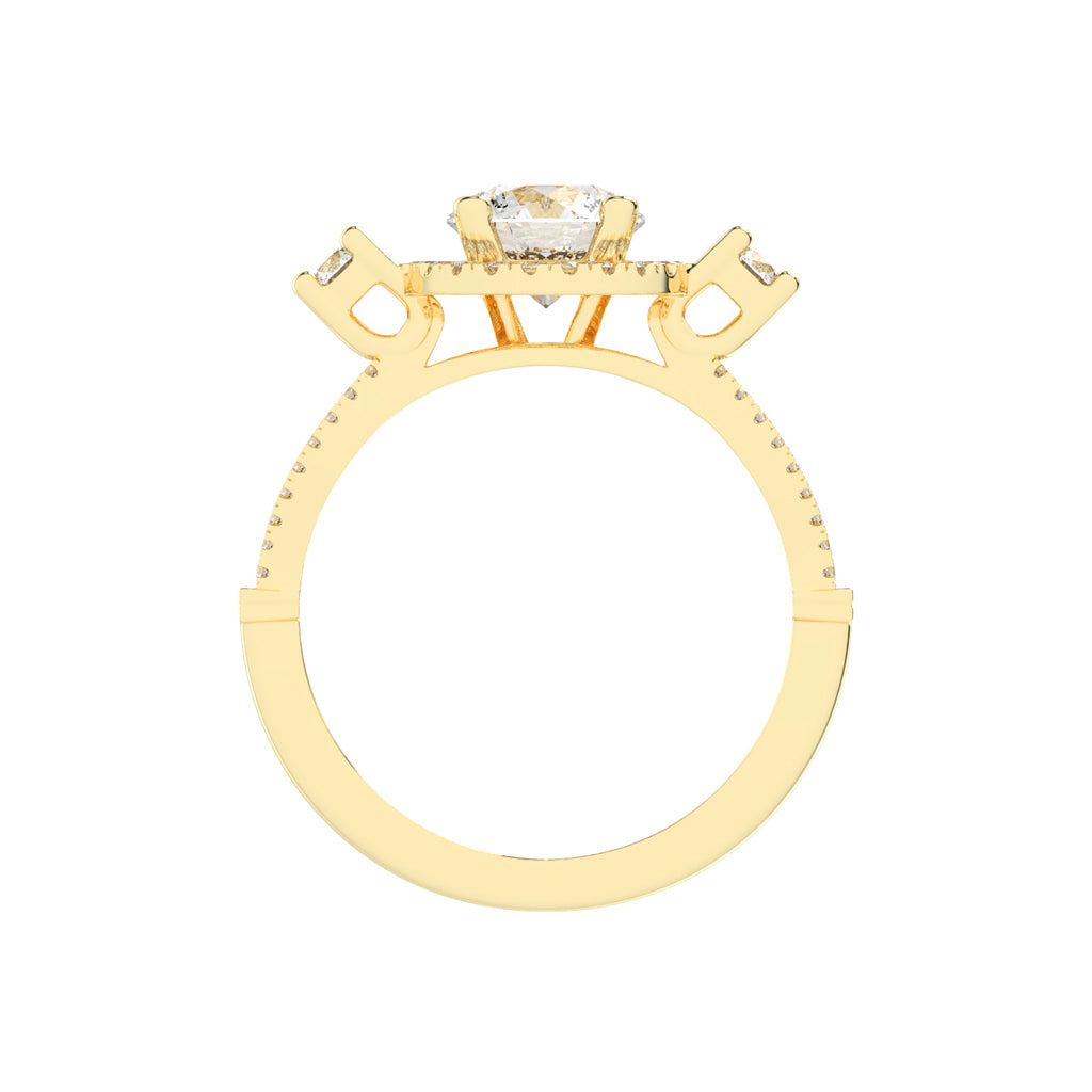 Dynavora Split Shank Round Cut Classic Lab Diamond Ring