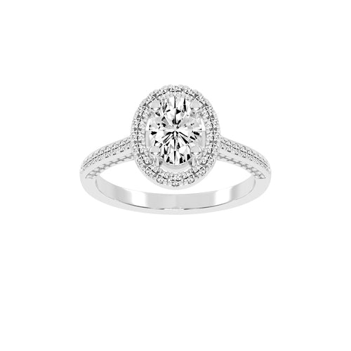 Affiancea Halo Oval Cut Engagement Lab Diamond Ring