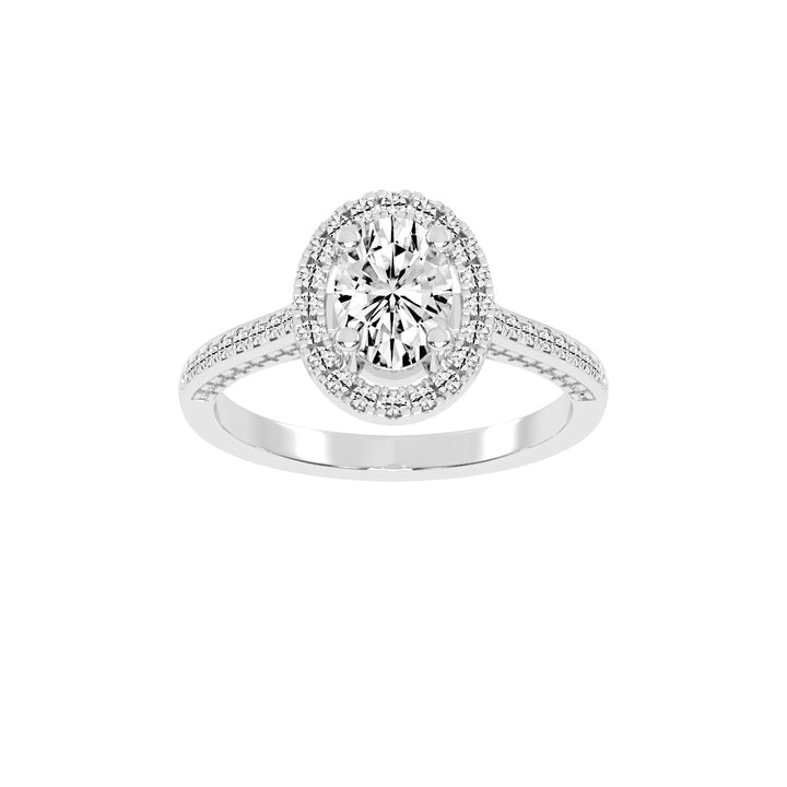 Affiancea Halo Oval Cut Engagement Lab Diamond Ring